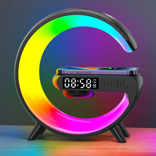 Multifunction Wireless Charger Pad Stand Speaker TF RGB Night Light Fast Charging Station for iPhone Samsung..